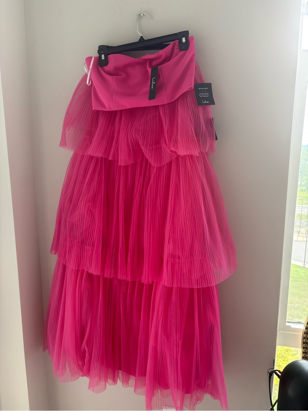 Lulu's Fuchsia Tiered Pleated Tulle Skirt Set